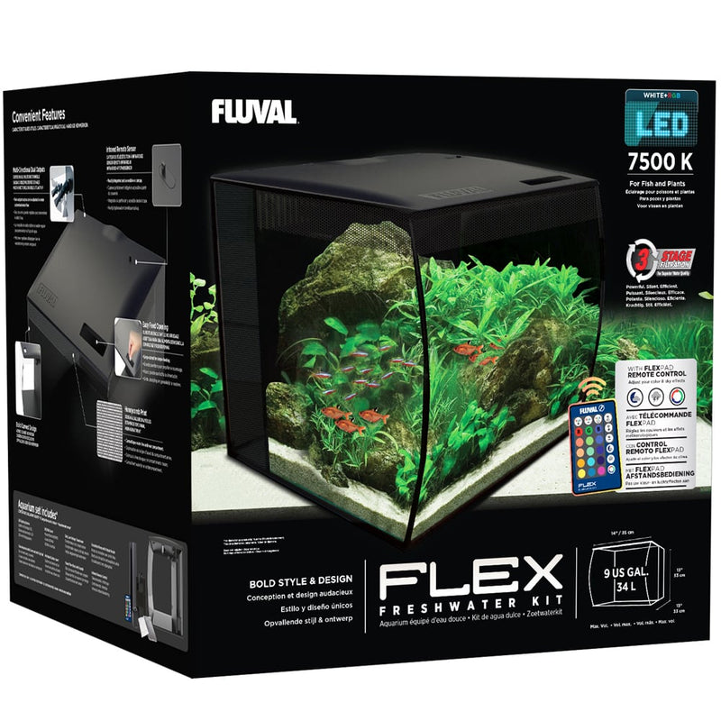 Fluval Flex Aquarium Kit, 34 L (9 US Gal), Black Fluval