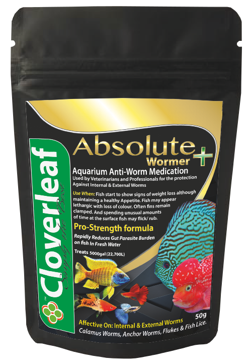 Cloverleaf Absolute Wormer Plus 50g Treatment for Internal Worms & External Parasites on your fish Cloverleaf